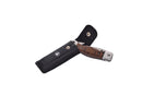 Coffret Couteau De Chasse Avec Etui En Cuir Noir - Manche En Bois De Pakka - Lame 105 Cm