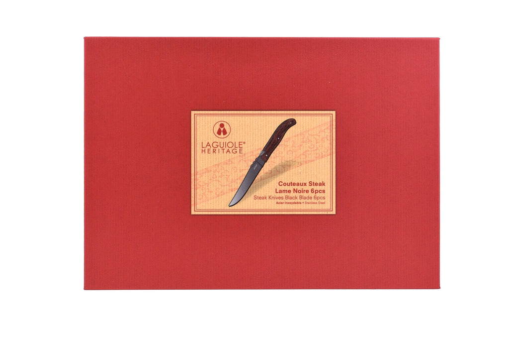 Laguiole Heritage Set of 6 Black Blade Steak Knives