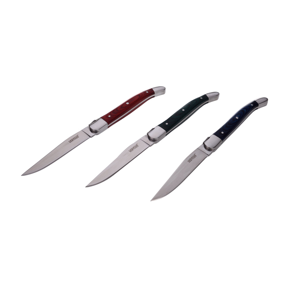 Laguiole Héritage Gift Set of 6 Coloured Wooden Knives