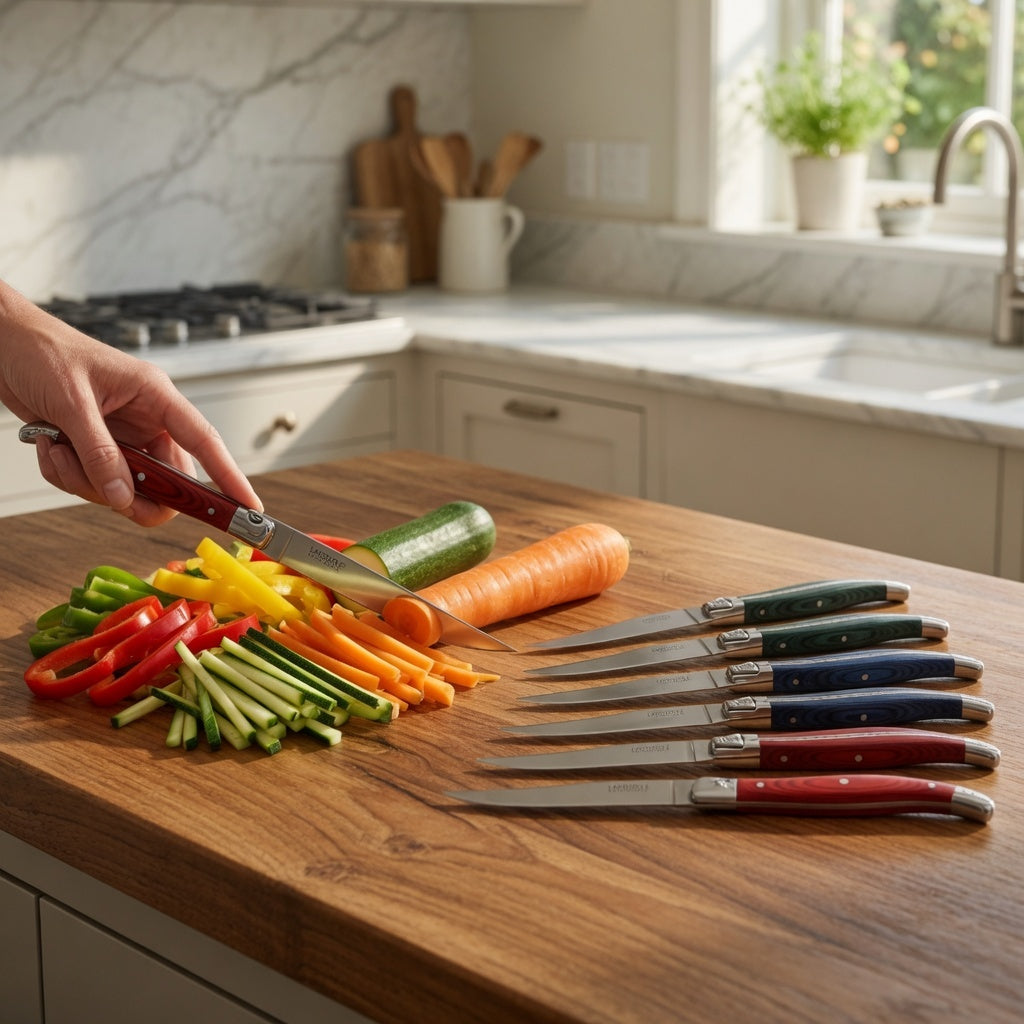 Laguiole Héritage Gift Set of 6 Coloured Wooden Knives