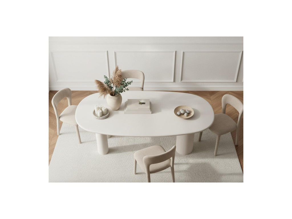 Constance - Mesa de comedor ovalada - Beige efecto hormigón