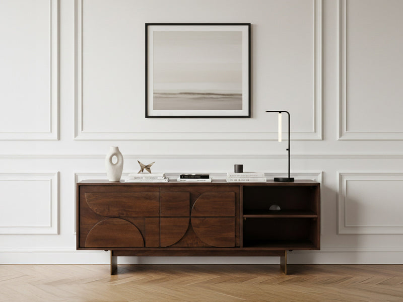 Mueble TV Berenice De 2 Puertas De Madera Maciza De Mango