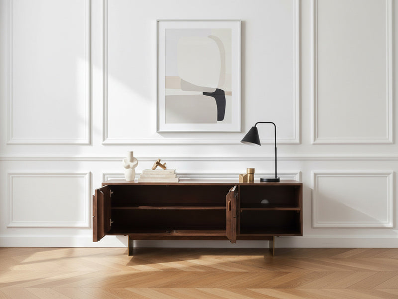 Mueble TV Berenice De 2 Puertas De Madera Maciza De Mango