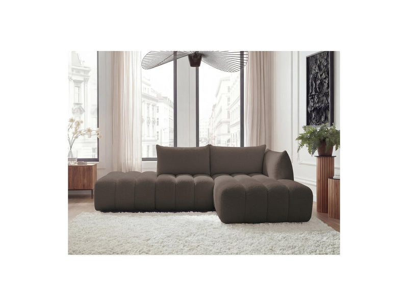 Azra - Canapé D'Angle Fixe Modulable - Tissu Bouclette - Angle Droit