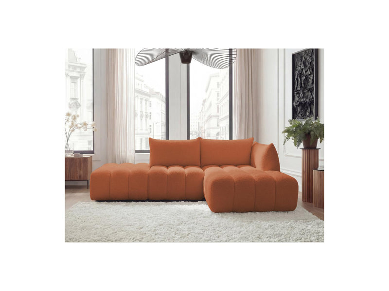 Azra - Canapé D'Angle Fixe Modulable - Tissu Bouclette - Angle Droit