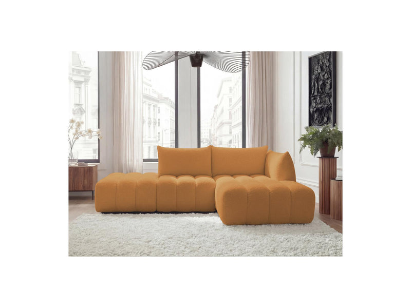 Azra - Canapé D'Angle Fixe Modulable - Tissu Bouclette - Angle Droit