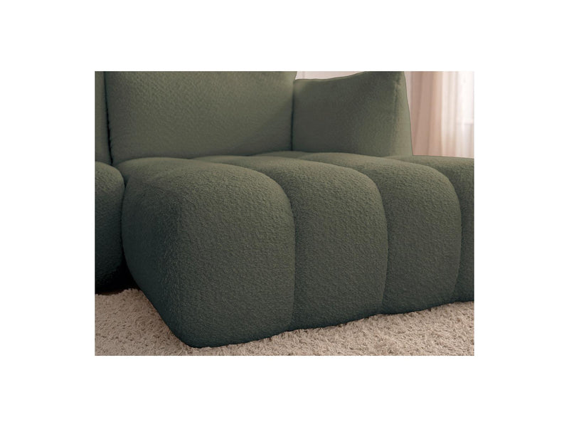 Azra - Canapé D'Angle Fixe Modulable - Tissu Bouclette - Angle Droit