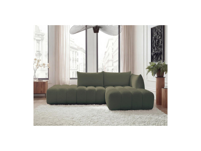 Azra - Canapé D'Angle Fixe Modulable - Tissu Bouclette - Angle Droit