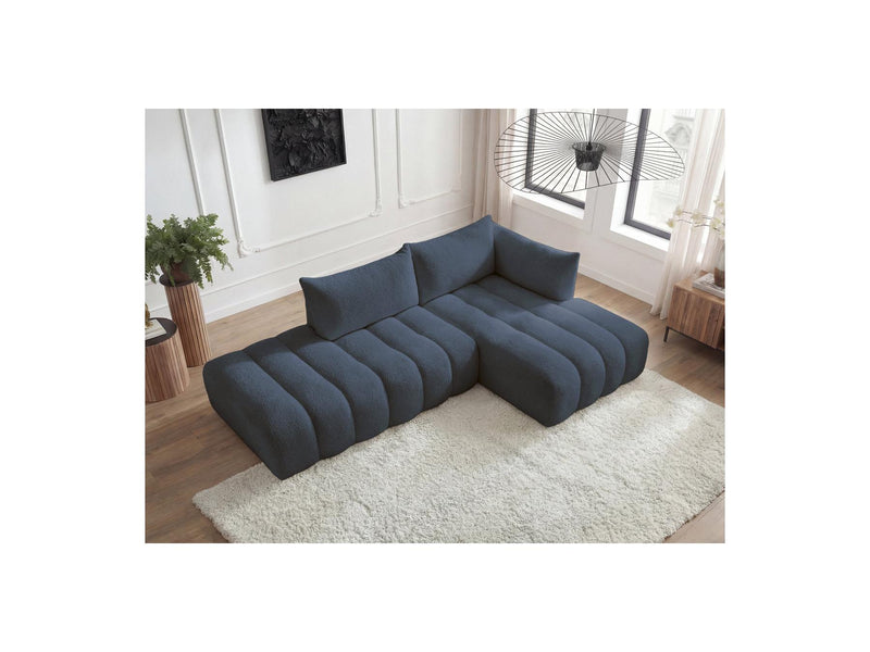 Azra - Canapé D'Angle Fixe Modulable - Tissu Bouclette - Angle Droit