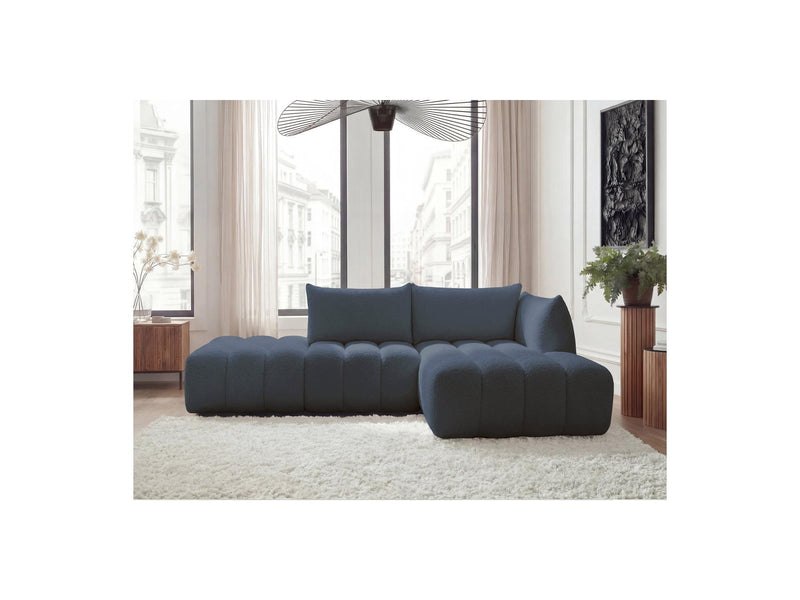 Azra - Canapé D'Angle Fixe Modulable - Tissu Bouclette - Angle Droit