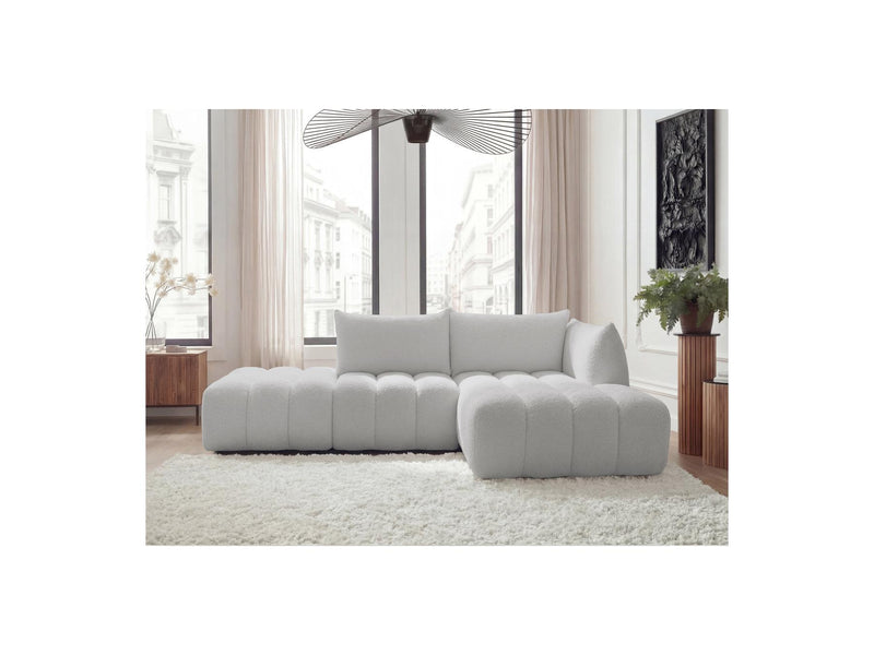 Azra - Canapé D'Angle Fixe Modulable - Tissu Bouclette - Angle Droit