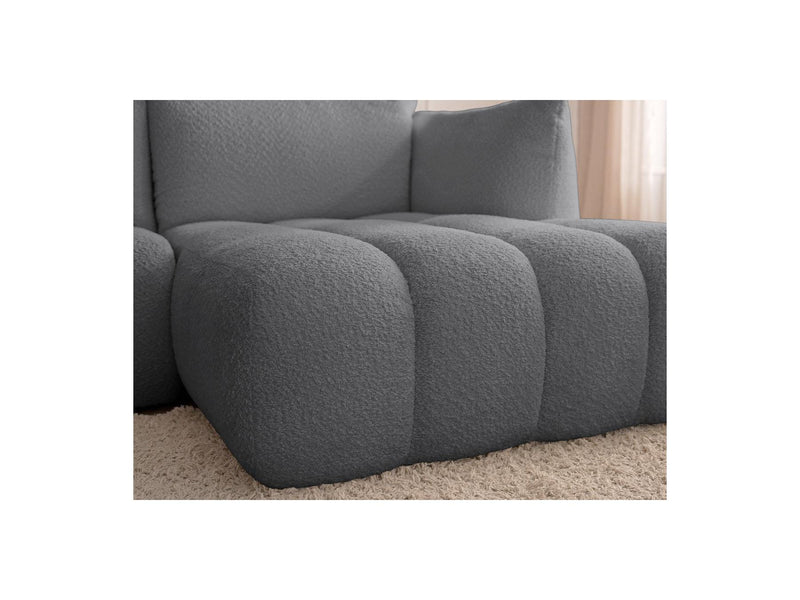 Azra - Canapé D'Angle Fixe Modulable - Tissu Bouclette - Angle Droit