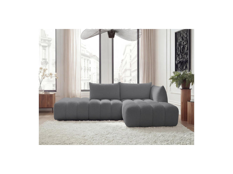 Azra - Canapé D'Angle Fixe Modulable - Tissu Bouclette - Angle Droit