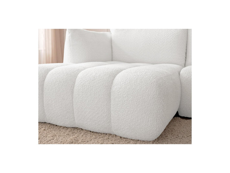 Azra - Canapé D'Angle Fixe Modulable - Tissu Bouclette - Angle Gauche