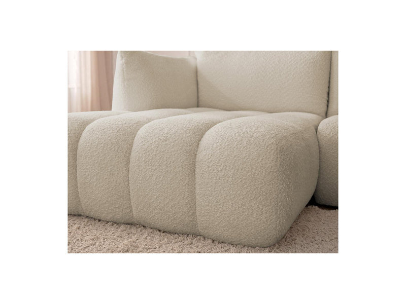 Azra - Canapé D'Angle Fixe Modulable - Tissu Bouclette - Angle Gauche