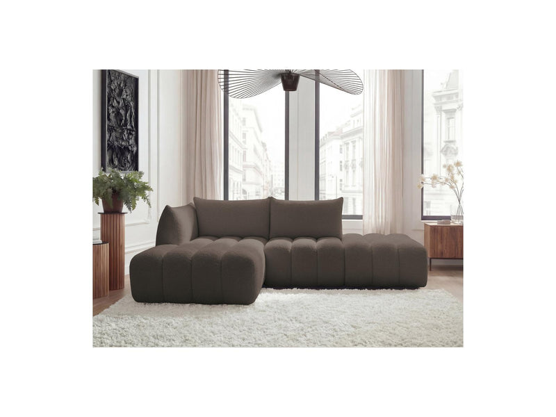 Azra - Canapé D'Angle Fixe Modulable - Tissu Bouclette - Angle Gauche