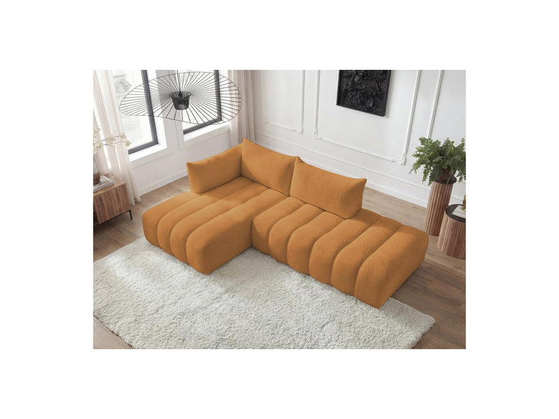 Azra - Canapé D'Angle Fixe Modulable - Tissu Bouclette - Angle Gauche
