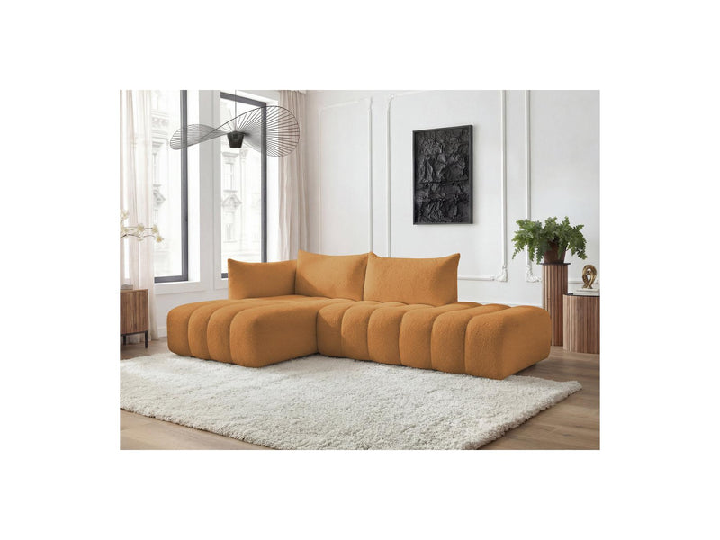 Azra - Canapé D'Angle Fixe Modulable - Tissu Bouclette - Angle Gauche