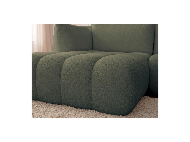 Azra - Canapé D'Angle Fixe Modulable - Tissu Bouclette - Angle Gauche