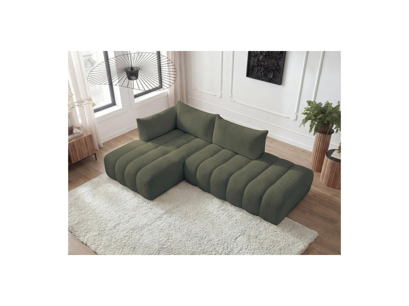 Azra - Canapé D'Angle Fixe Modulable - Tissu Bouclette - Angle Gauche