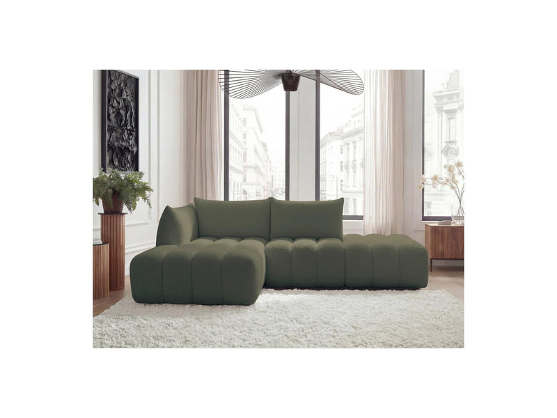 Azra - Canapé D'Angle Fixe Modulable - Tissu Bouclette - Angle Gauche