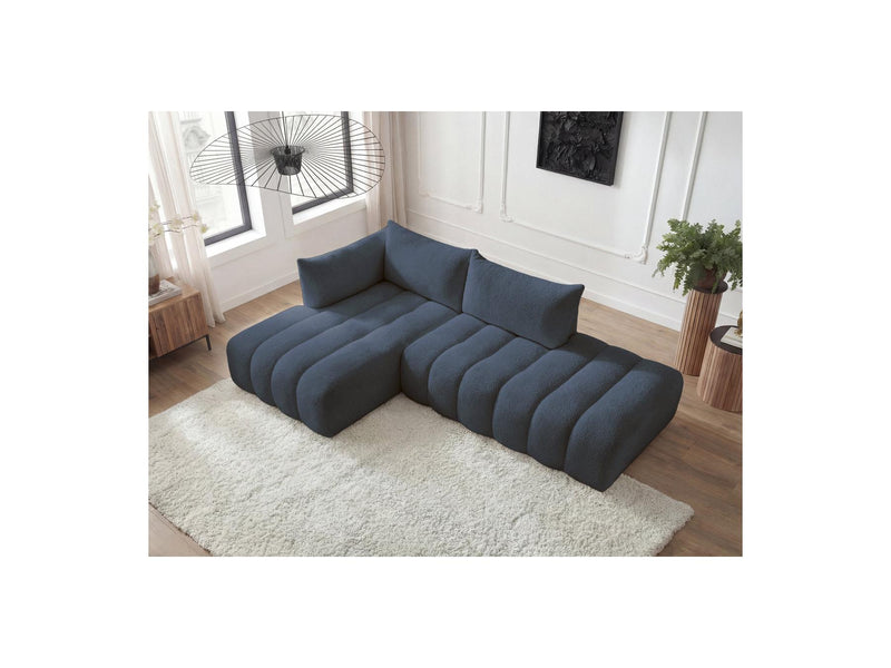 Azra - Canapé D'Angle Fixe Modulable - Tissu Bouclette - Angle Gauche