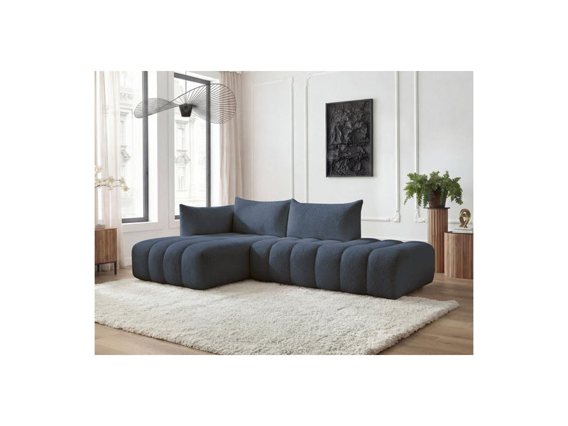 Azra - Canapé D'Angle Fixe Modulable - Tissu Bouclette - Angle Gauche
