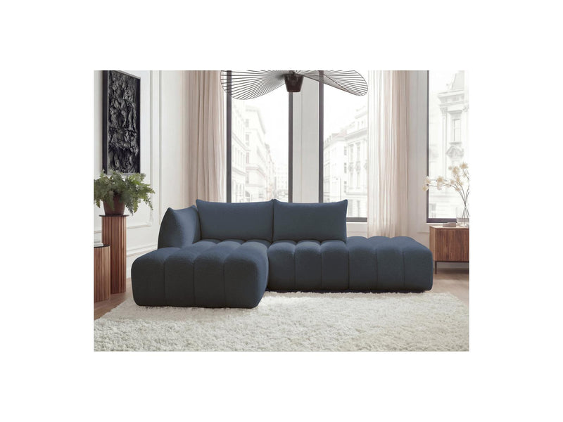 Azra - Canapé D'Angle Fixe Modulable - Tissu Bouclette - Angle Gauche