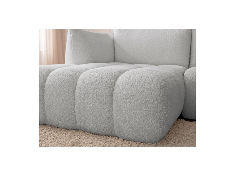 Azra - Canapé D'Angle Fixe Modulable - Tissu Bouclette - Angle Gauche