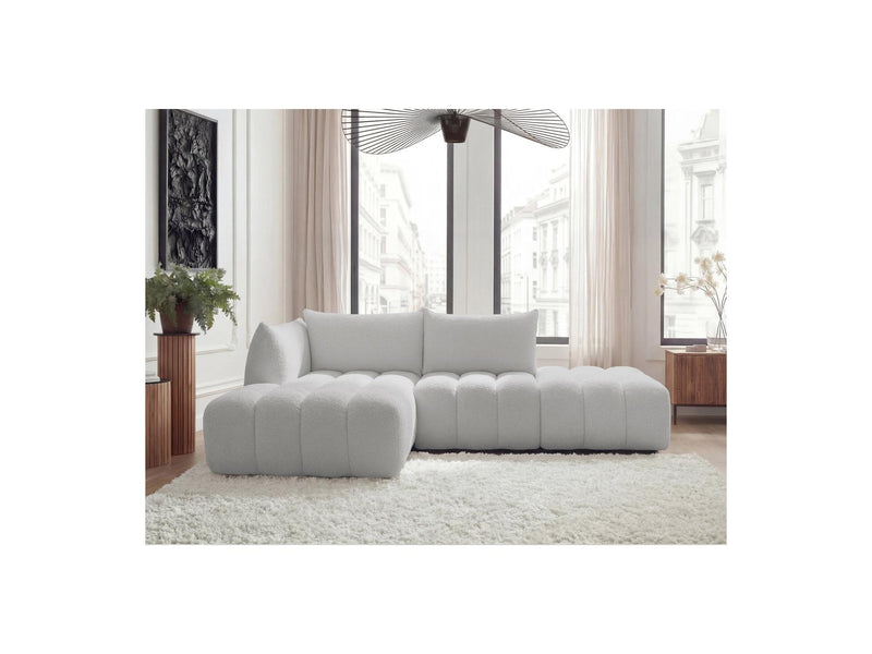 Azra - Canapé D'Angle Fixe Modulable - Tissu Bouclette - Angle Gauche