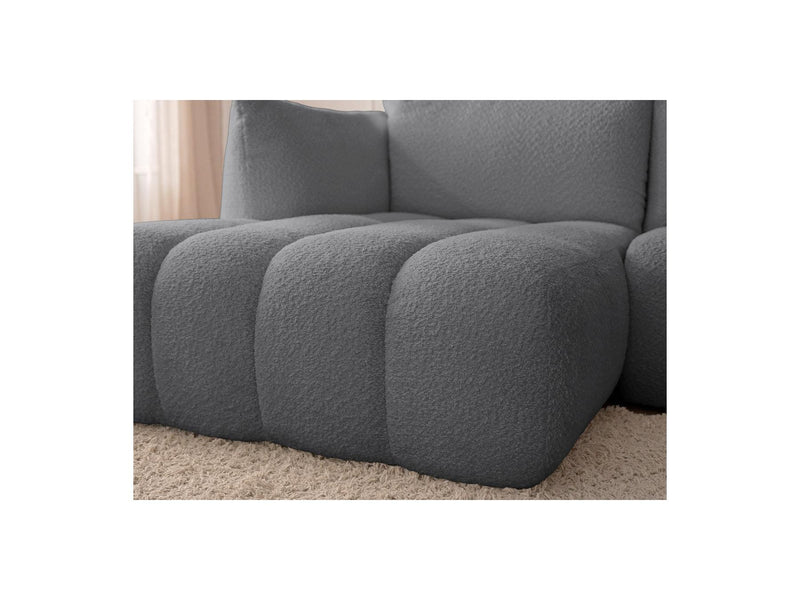 Azra - Canapé D'Angle Fixe Modulable - Tissu Bouclette - Angle Gauche