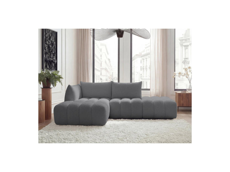 Azra - Canapé D'Angle Fixe Modulable - Tissu Bouclette - Angle Gauche