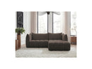 Azra - Sofá esquinero fijo - Tela Bouclette - Ángulo recto