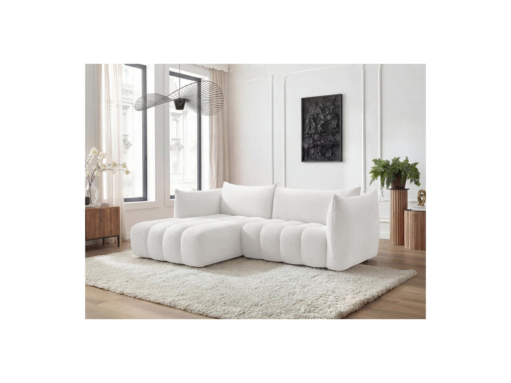 Azra - Fixed Corner Sofa - Bouclé Fabric - Left Corner