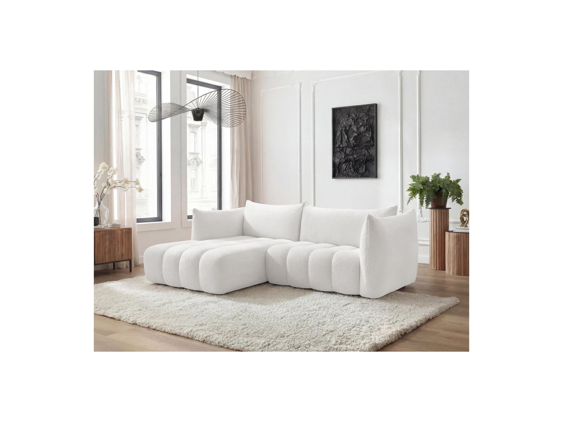 Azra - Fixed Corner Sofa - Bouclé Fabric - Left Corner