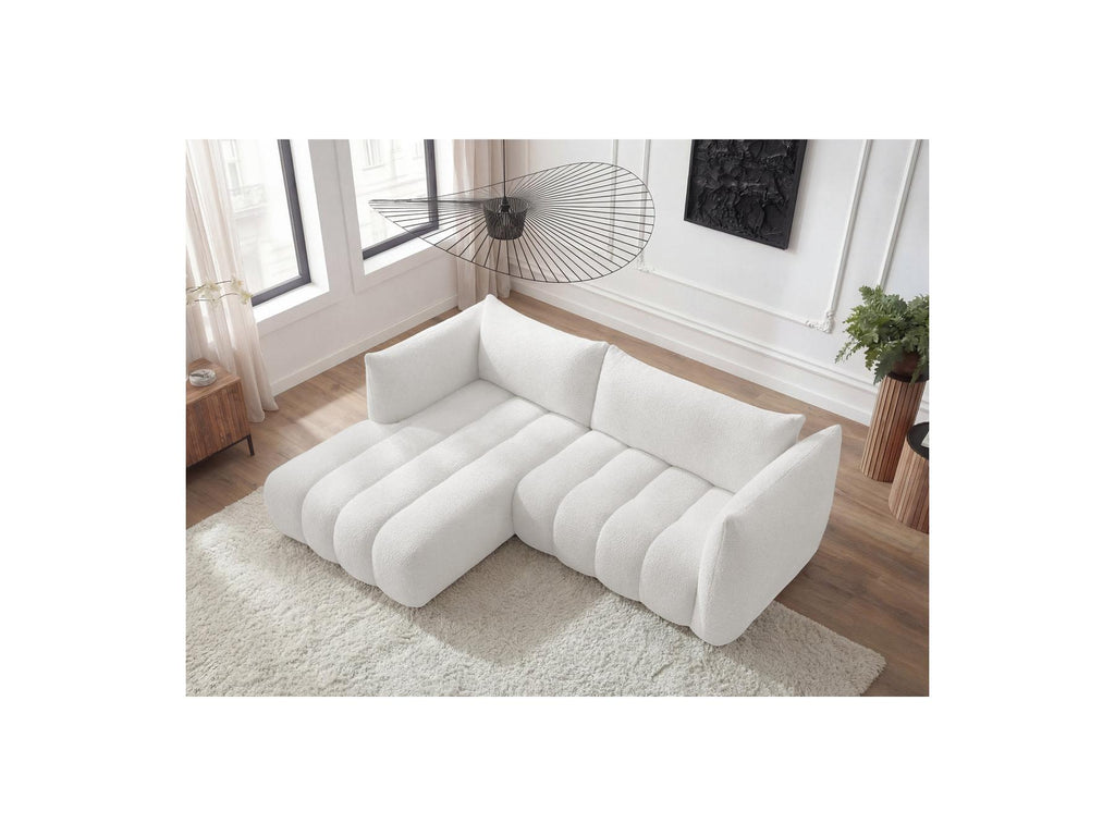 Azra - Fixed Corner Sofa - Bouclé Fabric - Left Corner