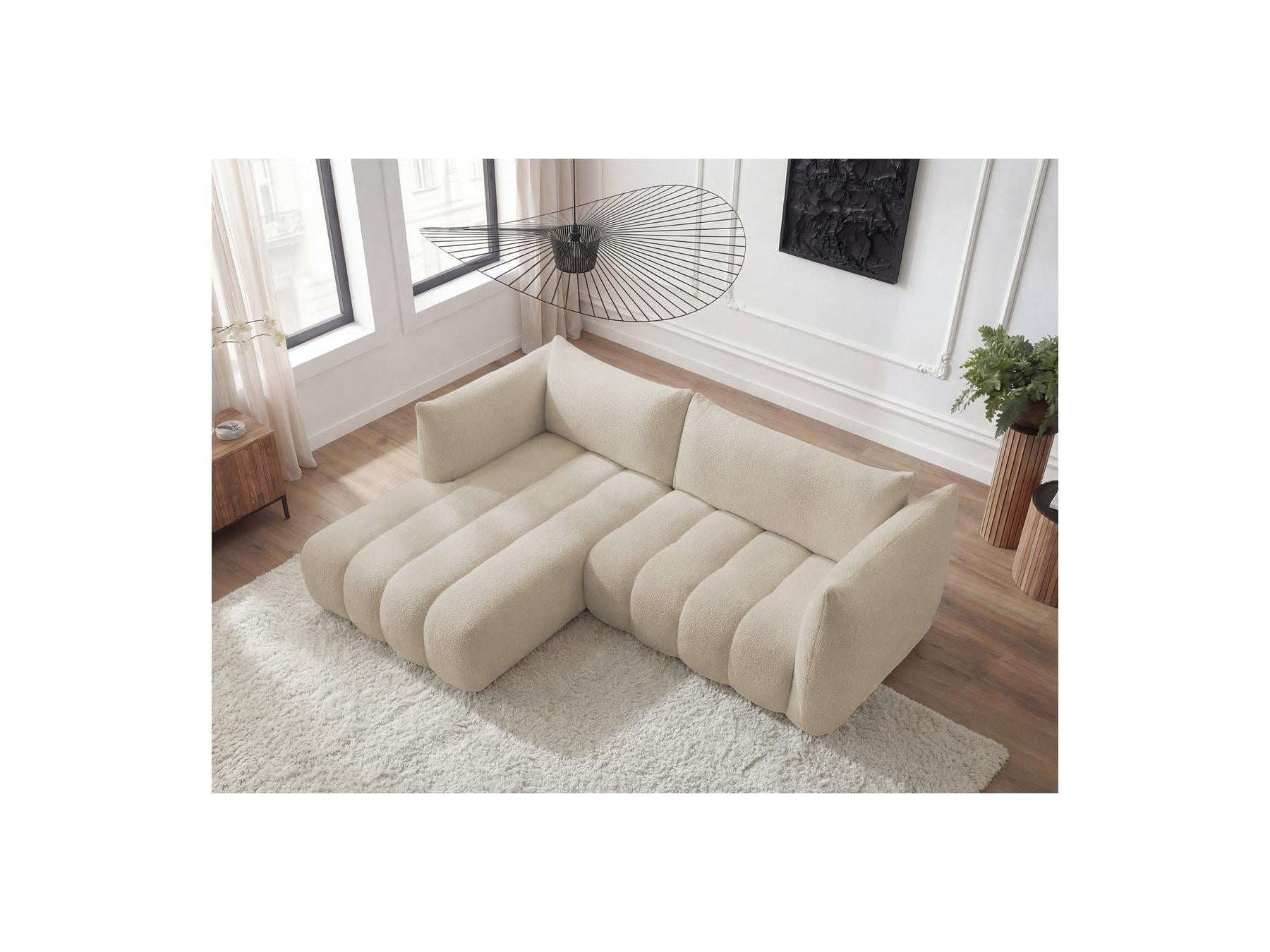 Azra - Fixed Corner Sofa - Bouclé Fabric - Left Corner
