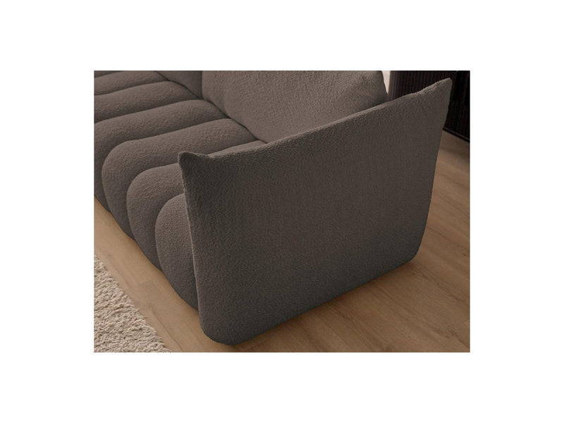 Azra - Canapé D'Angle Fixe - Tissu Bouclette - Angle Gauche