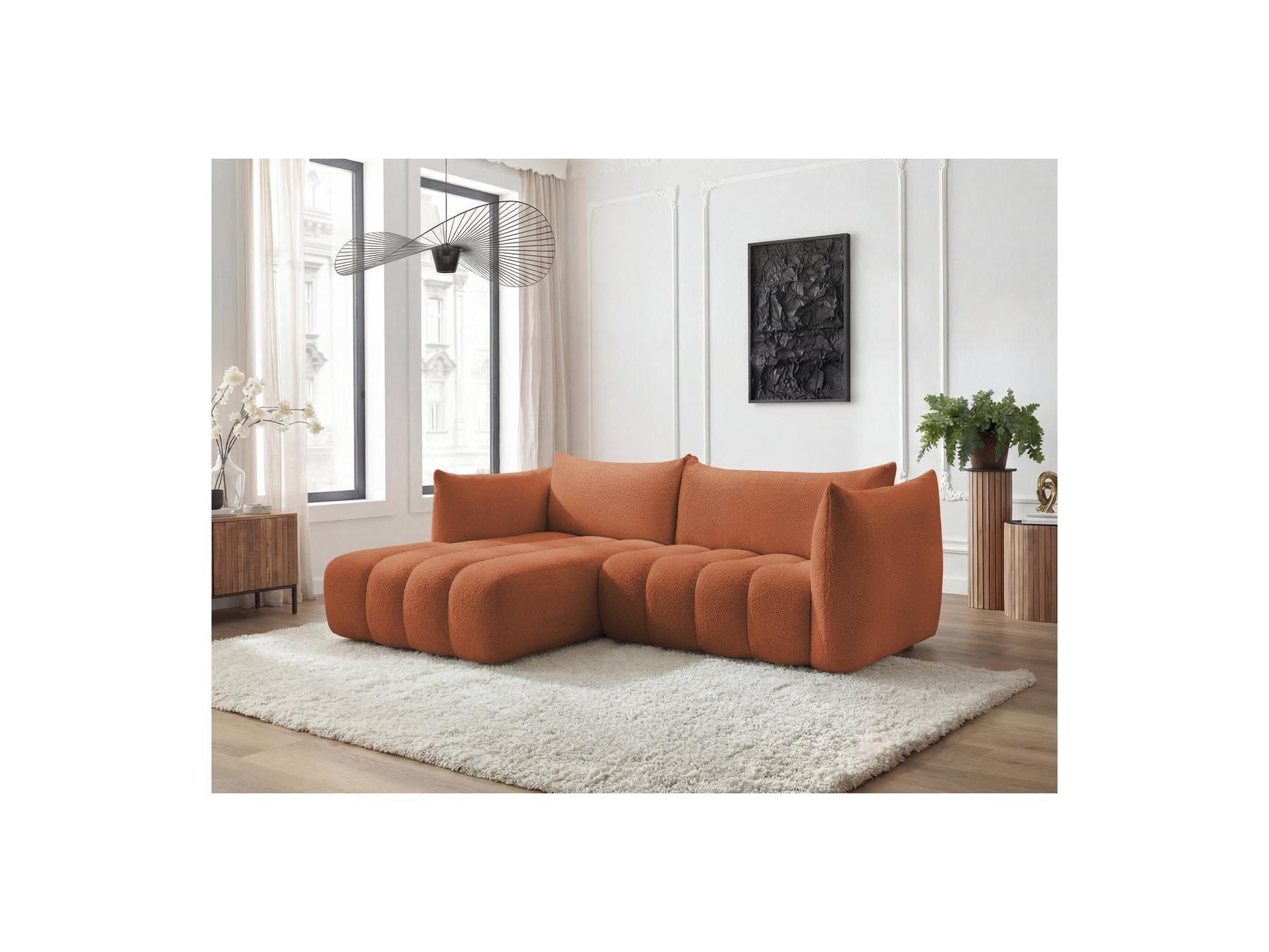 Azra - Fixed Corner Sofa - Bouclé Fabric - Left Corner