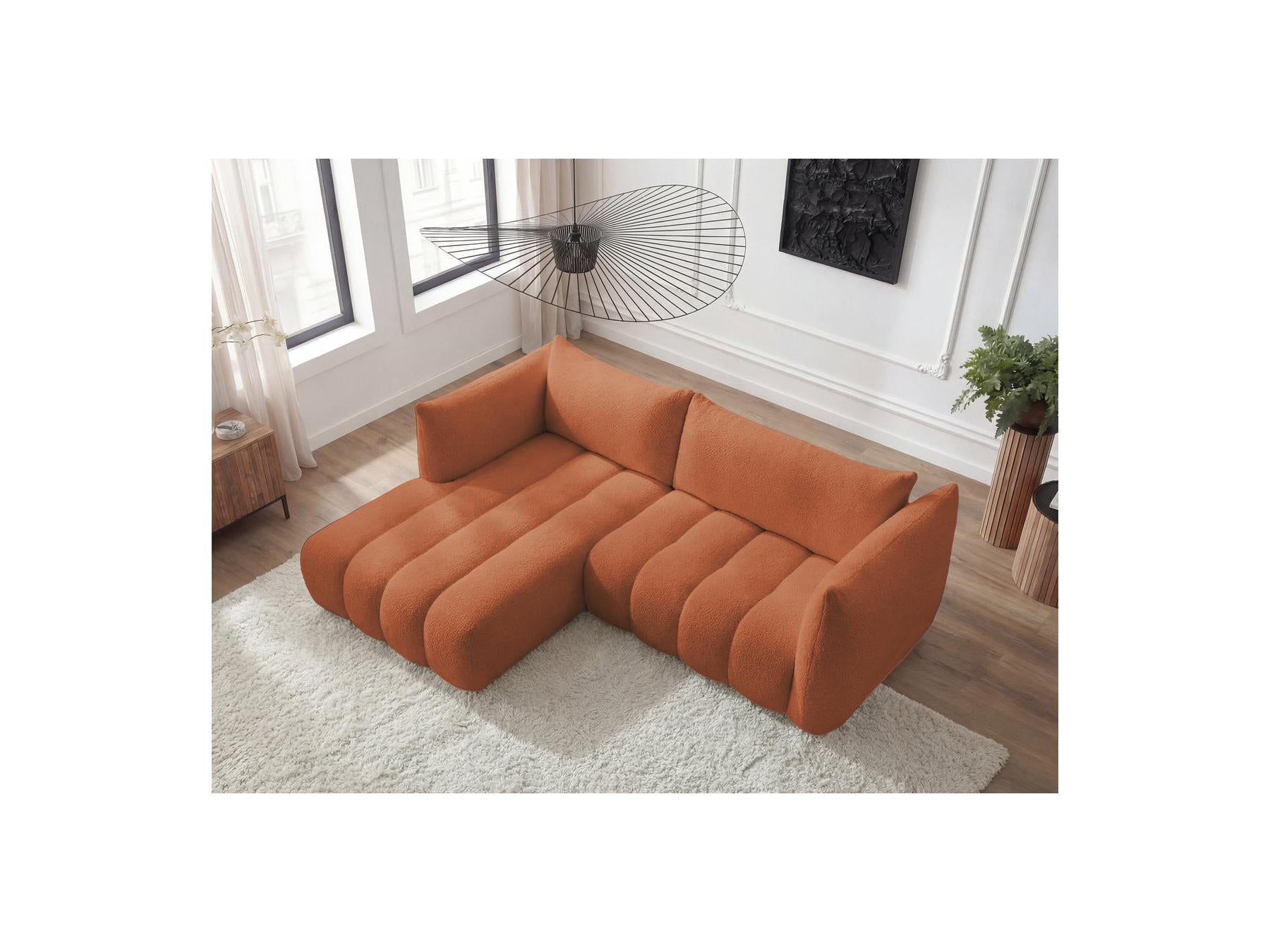Azra - Fixed Corner Sofa - Bouclé Fabric - Left Corner