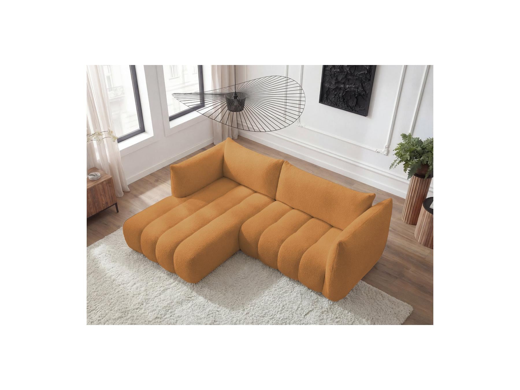 Azra - Fixed Corner Sofa - Bouclé Fabric - Left Corner