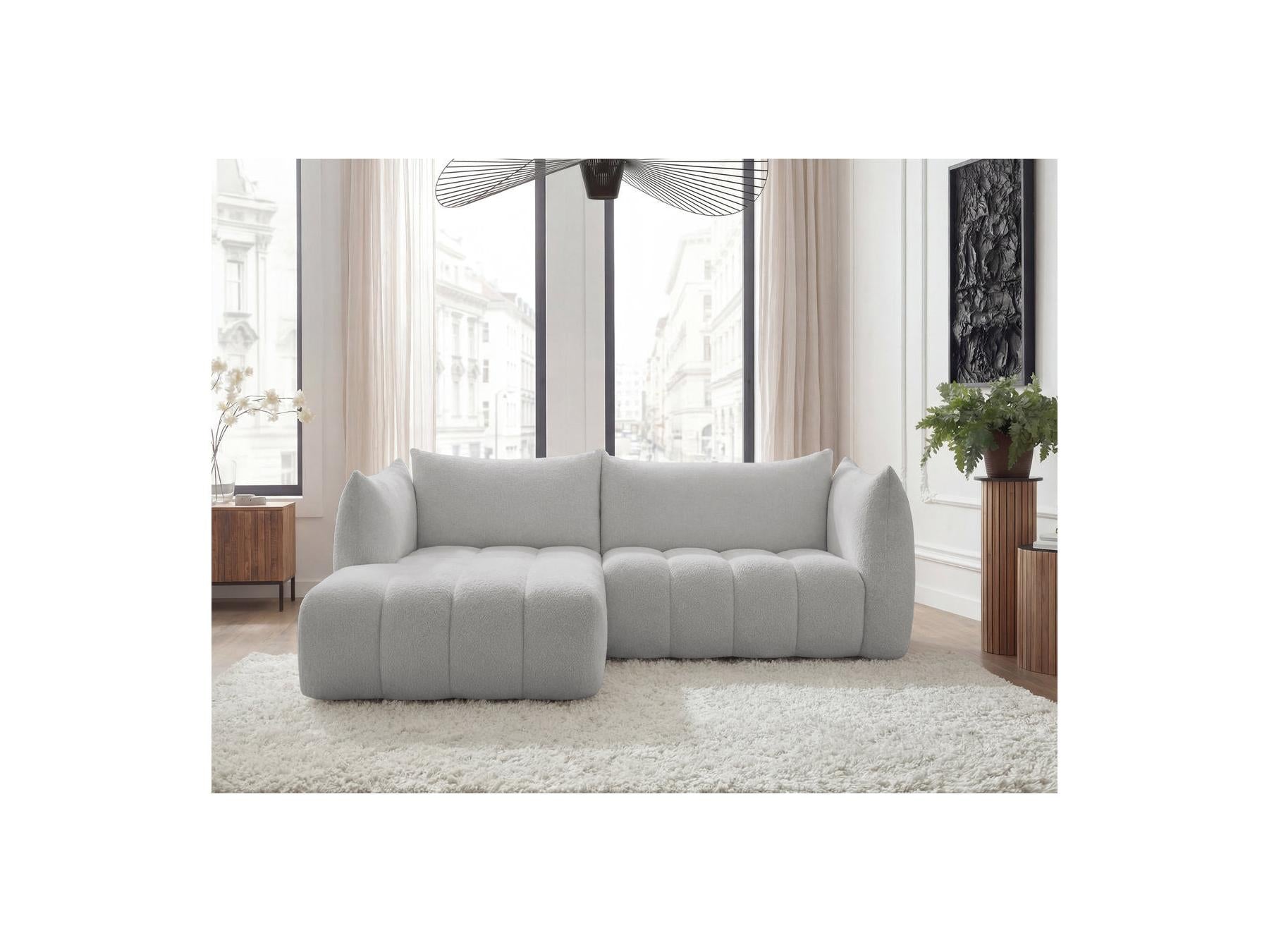 Azra - Fixed Corner Sofa - Bouclé Fabric - Left Corner