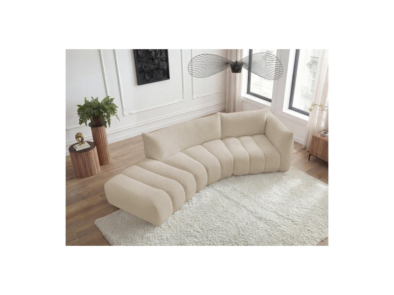 Azra - 4 Seater Curved Fixed Sofa - Bouclette Fabric - Right Angle