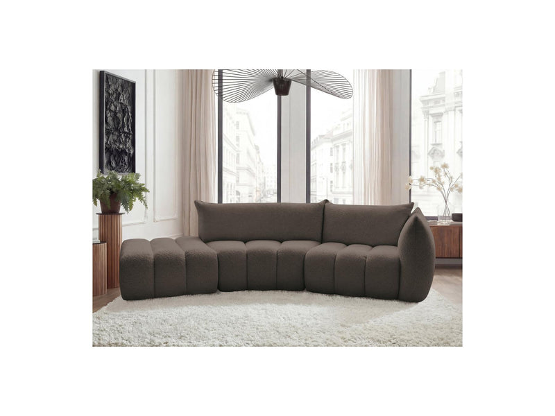 Azra - 4 Seater Curved Fixed Sofa - Bouclette Fabric - Right Angle