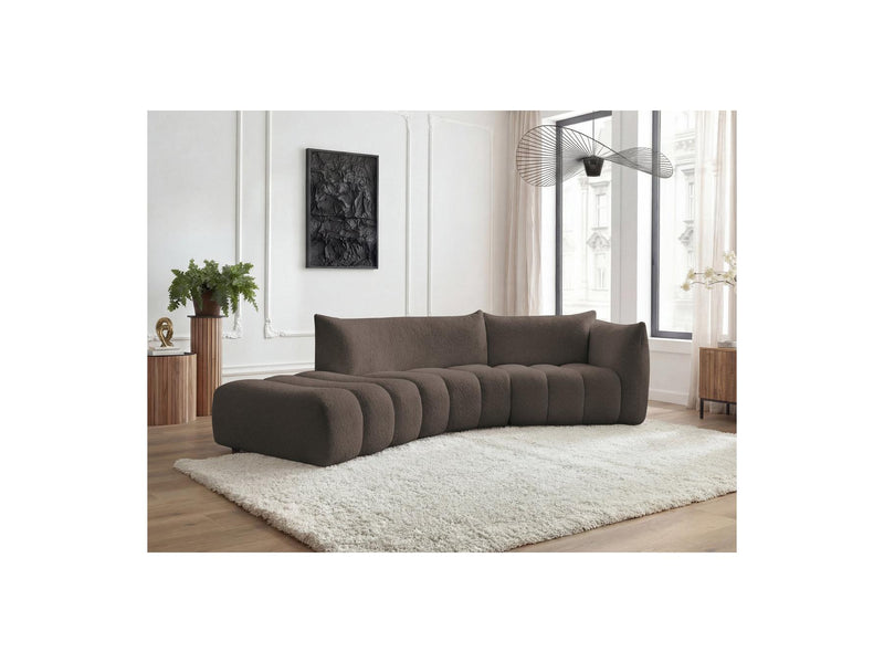 Azra - 4 Seater Curved Fixed Sofa - Bouclette Fabric - Right Angle