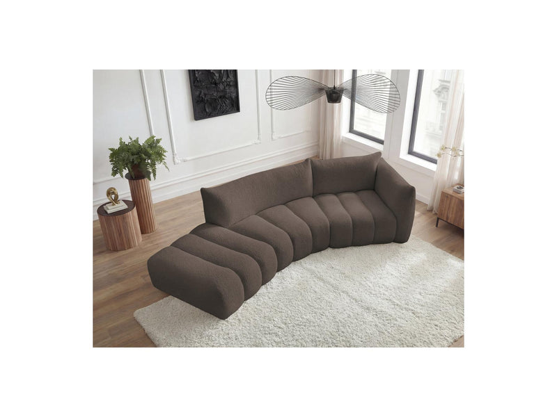 Azra - 4 Seater Curved Fixed Sofa - Bouclette Fabric - Right Angle