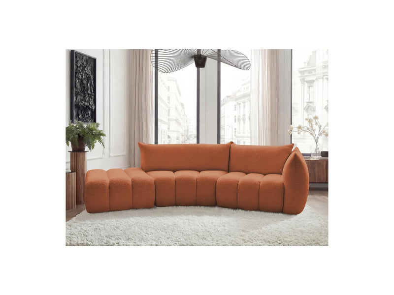 Azra - 4 Seater Curved Fixed Sofa - Bouclette Fabric - Right Angle