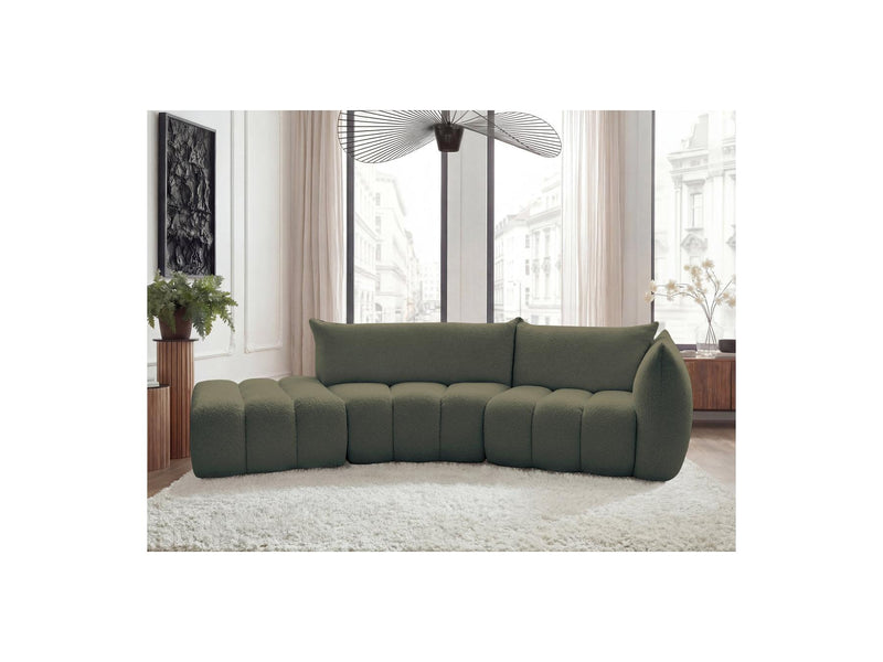 Azra - 4 Seater Curved Fixed Sofa - Bouclette Fabric - Right Angle