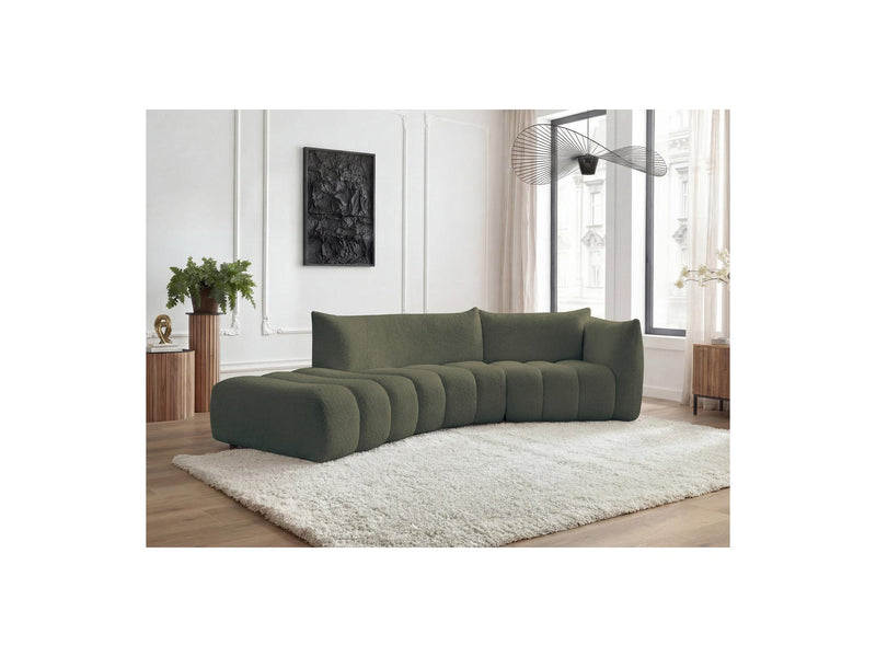 Azra - 4 Seater Curved Fixed Sofa - Bouclette Fabric - Right Angle
