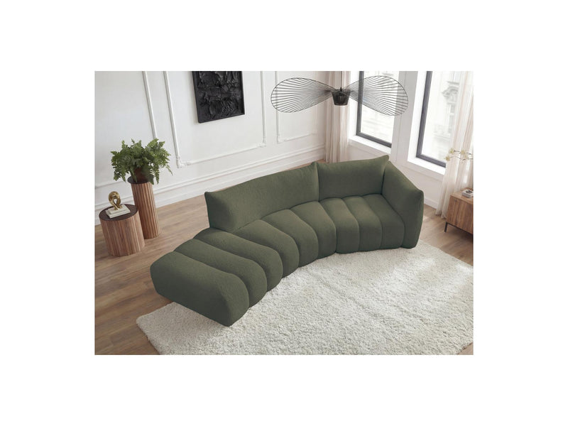 Azra - 4 Seater Curved Fixed Sofa - Bouclette Fabric - Right Angle